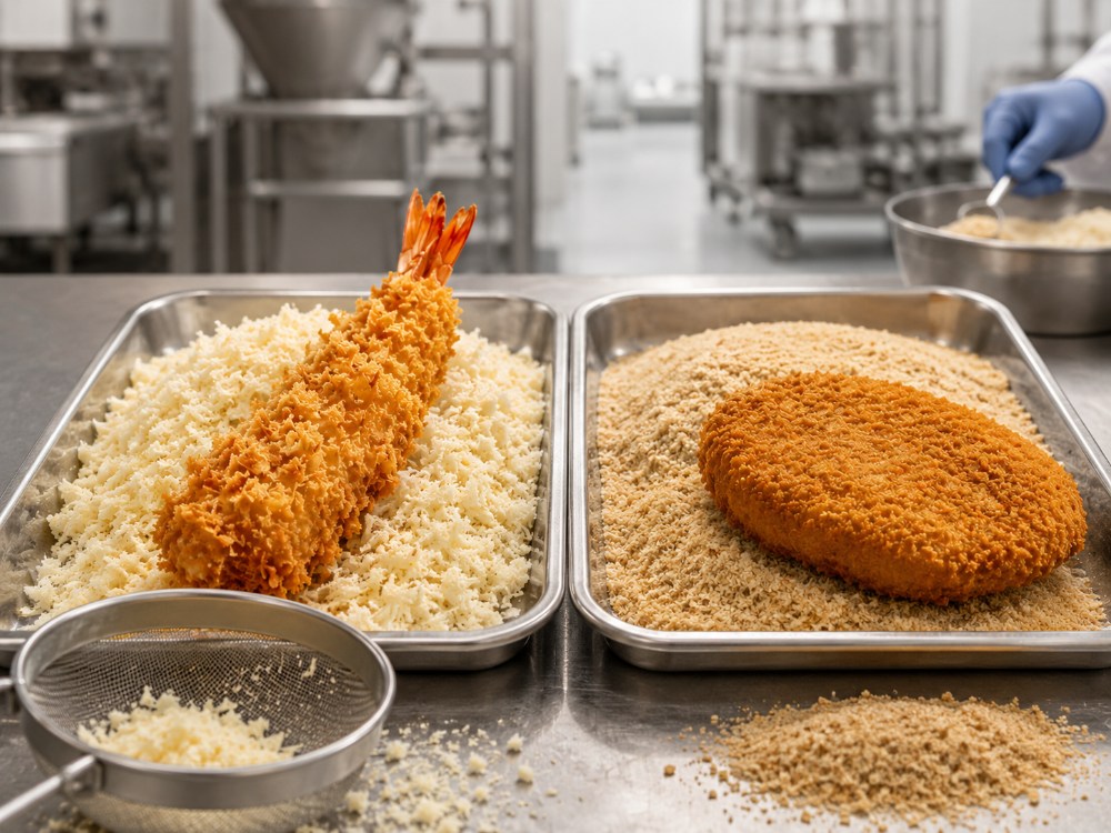 Panko and regular bread crumbs compared