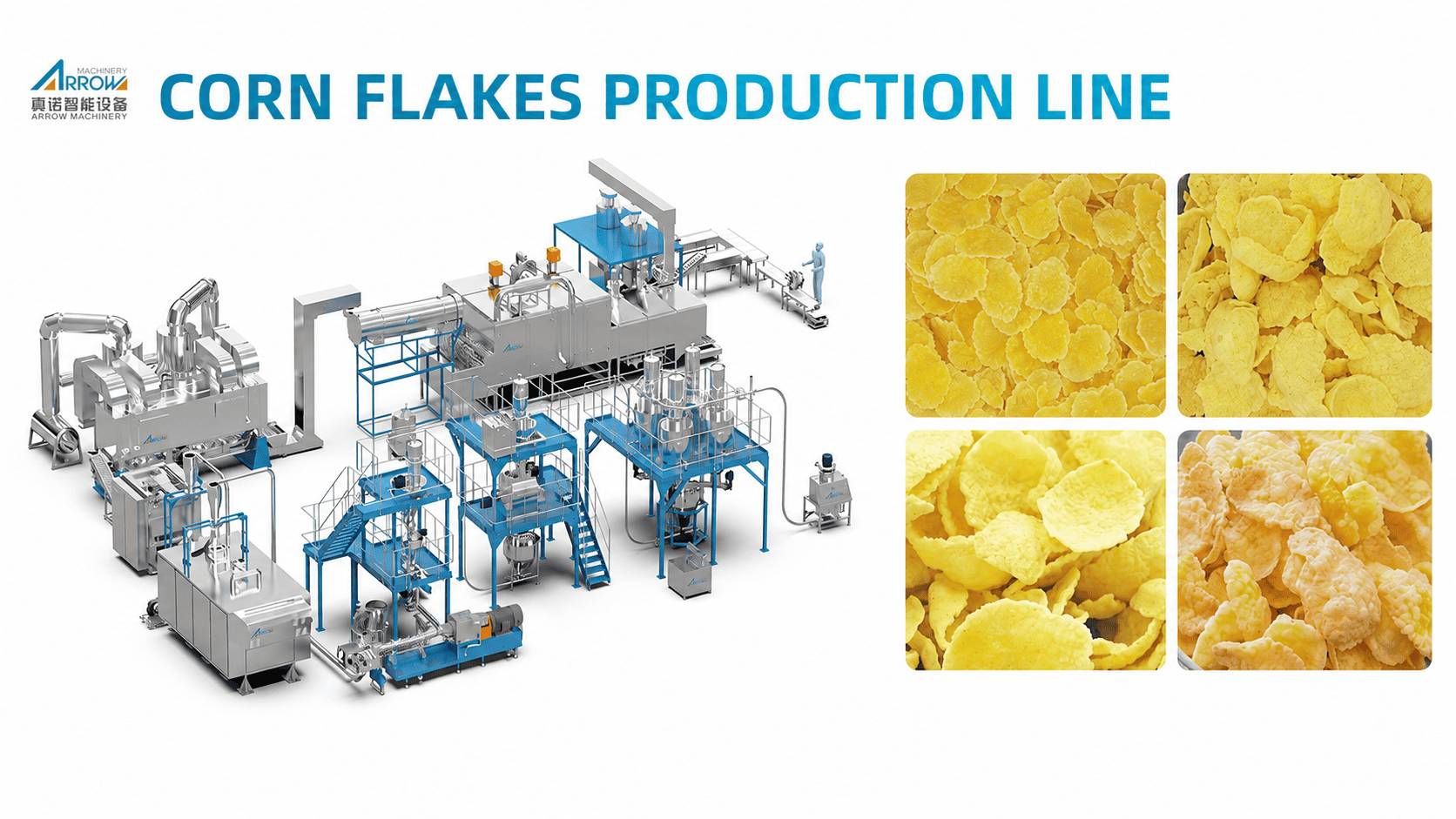 ARROW MACHINERY corn flakes production process and equipment
